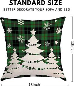 img 2 attached to 🎄 Set of 4 Green Christmas Pillow Covers 18x18 - Farmhouse Christmas Decorative Throw Pillows – Linen Rustic Winter Green and Black Buffalo Plaid Outdoor Cushion Covers – Christmas Home Decorations