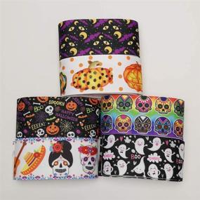 img 2 attached to 🎃 Niangzisewing Halloween Ribbon - 12 yards Mix Lots - 2" (50mm) Wide Appliques Craft Party Decoration Pumpkin Ghost Skull Wizard Bat Cat Grosgrain Ribbons
