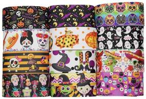 img 4 attached to 🎃 Niangzisewing Halloween Ribbon - 12 yards Mix Lots - 2" (50mm) Wide Appliques Craft Party Decoration Pumpkin Ghost Skull Wizard Bat Cat Grosgrain Ribbons