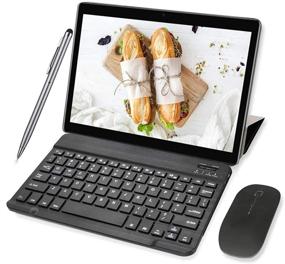 img 4 attached to 📱 2 in 1 Tablets 10 Inch Android 10.0 - Wireless Keyboard Case, 4GB RAM, 64GB ROM, Dual 4G, GPS - Black