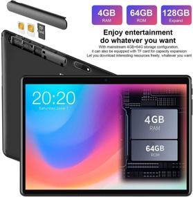 img 3 attached to 📱 2 in 1 Tablets 10 Inch Android 10.0 - Wireless Keyboard Case, 4GB RAM, 64GB ROM, Dual 4G, GPS - Black