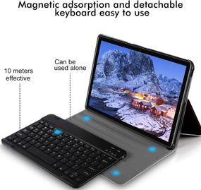 img 1 attached to 📱 2 in 1 Tablets 10 Inch Android 10.0 - Wireless Keyboard Case, 4GB RAM, 64GB ROM, Dual 4G, GPS - Black