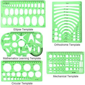 img 1 attached to 📐 11-Piece Geometric Drawing Templates and Drafting Stencils Set with Zipper Bags – BetyBedy Plastic Clear Green Ruler Shapes for Architecture, Office, Study, Design, and Construction