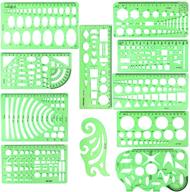 📐 11-piece geometric drawing templates and drafting stencils set with zipper bags – betybedy plastic clear green ruler shapes for architecture, office, study, design, and construction logo