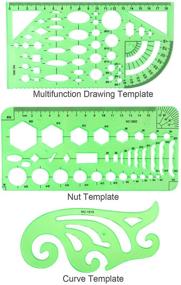 img 2 attached to 📐 11-Piece Geometric Drawing Templates and Drafting Stencils Set with Zipper Bags – BetyBedy Plastic Clear Green Ruler Shapes for Architecture, Office, Study, Design, and Construction