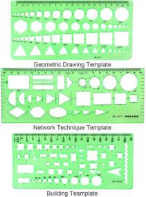 img 3 attached to 📐 11-Piece Geometric Drawing Templates and Drafting Stencils Set with Zipper Bags – BetyBedy Plastic Clear Green Ruler Shapes for Architecture, Office, Study, Design, and Construction