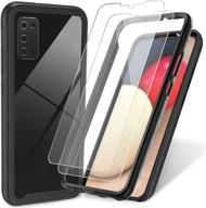 samsung a02s case with 2-pack screen protector - jxvm full-body rugged hybrid bumper shockproof clear phone cover case for samsung galaxy a02s in black logo