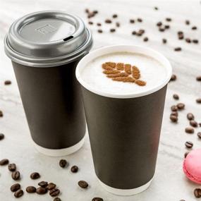 img 1 attached to ☕️ 20 oz Paper Coffee Cups, Pack of 10 Double Wall Disposable Paper Cups - Leakproof, Recyclable, Black Paper Hot Cups, Insulated, Matching Lids Sold Separately - Restaurantware