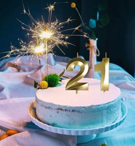 img 1 attached to 🥳 Sparkling Gold 21st Birthday Candles & Cake Topper Set - Ideal for Stunning Party Decorations and Birthday Celebrations