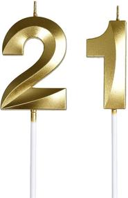img 4 attached to 🥳 Sparkling Gold 21st Birthday Candles & Cake Topper Set - Ideal for Stunning Party Decorations and Birthday Celebrations