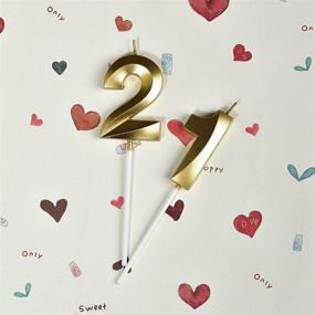 img 3 attached to 🥳 Sparkling Gold 21st Birthday Candles & Cake Topper Set - Ideal for Stunning Party Decorations and Birthday Celebrations