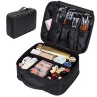 💄 flymei portable makeup bag - large capacity train case for professional makeup artists - waterproof travel organizer case for women/girls - travel makeup bag logo