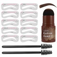 👁️ effortless eyebrow shaping with eyebrow stamp kit: brow definer powder, 10 stencils, 2 brushes - waterproof & long lasting (dark brown) logo