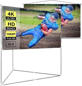 img 4 attached to 📽️ VIVOHOME 100 Inch 2-in-1 Portable Video Projector Screen: Ultimate Screen Solution with Triangle Stand for Home, School, Office, & Outdoor Use