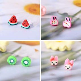 img 3 attached to 💖 Hypoallergenic Heart Shaped Stud Earrings Set: Royal Amoyy 36 Pairs, Colorful Jewelry in Gift Box for Girls and Women, Various Sizes and Patterns