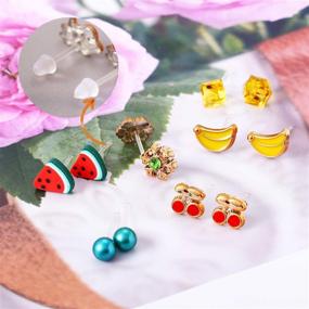 img 1 attached to 💖 Hypoallergenic Heart Shaped Stud Earrings Set: Royal Amoyy 36 Pairs, Colorful Jewelry in Gift Box for Girls and Women, Various Sizes and Patterns