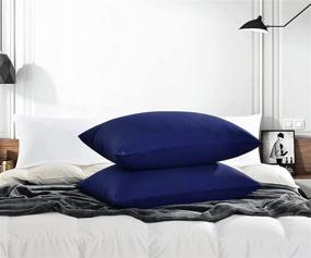 img 1 attached to 🛏️ Alexandra's Secret Home Collection Navy Microfiber Pillowcase with Zipper, 2-Pack Soft and Comfortable Pillow Covers (Standard Size)