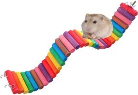 img 2 attached to 🌈 Colorful Wooden Suspension Ladder Bridge Toy for Fashionclubs' Pet Hamsters