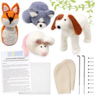 🧵 beginner's needle felting kit: fox, cat, dog, mouse - complete wool felt starter set for adults and kids. craft your own diy felt animal. includes felting needles, finger cots, all materials, and instructions. logo