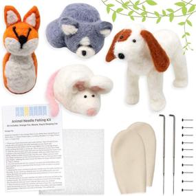 img 4 attached to 🧵 Beginner's Needle Felting Kit: Fox, Cat, Dog, Mouse - Complete Wool Felt Starter Set for Adults and Kids. Craft Your Own DIY Felt Animal. Includes Felting Needles, Finger Cots, All Materials, and Instructions.