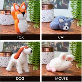 img 2 attached to 🧵 Beginner's Needle Felting Kit: Fox, Cat, Dog, Mouse - Complete Wool Felt Starter Set for Adults and Kids. Craft Your Own DIY Felt Animal. Includes Felting Needles, Finger Cots, All Materials, and Instructions.