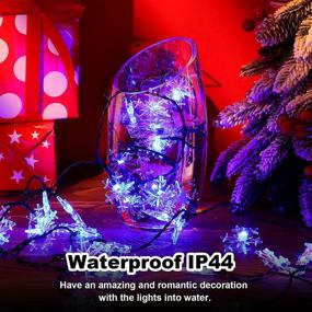 img 1 attached to 🔵✨ Blue Solar Fairy Lights, 50LED 23ft 8 Modes Waterproof String Lights for Patio, Home Gardens, Outdoor Holiday Christmas Tree, Party Decorations - Snowflake Solar String Lights