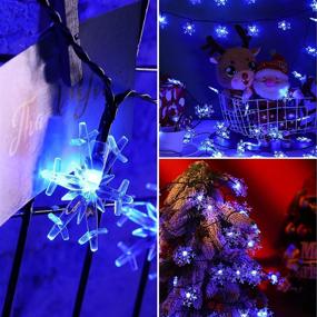 img 2 attached to 🔵✨ Blue Solar Fairy Lights, 50LED 23ft 8 Modes Waterproof String Lights for Patio, Home Gardens, Outdoor Holiday Christmas Tree, Party Decorations - Snowflake Solar String Lights