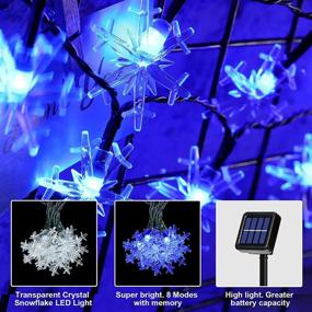 img 3 attached to 🔵✨ Blue Solar Fairy Lights, 50LED 23ft 8 Modes Waterproof String Lights for Patio, Home Gardens, Outdoor Holiday Christmas Tree, Party Decorations - Snowflake Solar String Lights