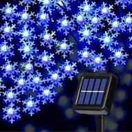 🔵✨ blue solar fairy lights, 50led 23ft 8 modes waterproof string lights for patio, home gardens, outdoor holiday christmas tree, party decorations - snowflake solar string lights логотип