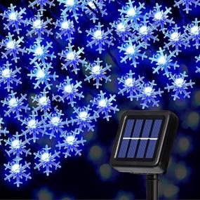 img 4 attached to 🔵✨ Blue Solar Fairy Lights, 50LED 23ft 8 Modes Waterproof String Lights for Patio, Home Gardens, Outdoor Holiday Christmas Tree, Party Decorations - Snowflake Solar String Lights