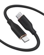 🔌 anker powerline iii flow usb c to usb c cable - 100w 6ft fast charge type c charging cable for macbook pro 2020, ipad pro 2020, ipad air, galaxy s20, pixel, switch, lg - midnight black logo