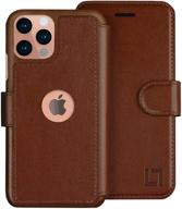 lupa iphone 12 pro max case with card holder - brown faux leather wallet flip case, luxury cover for men and women logo