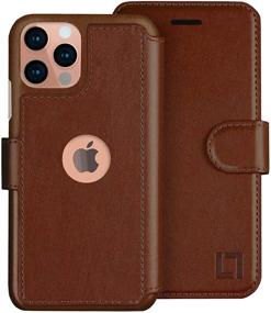 img 4 attached to LUPA iPhone 12 Pro Max Case with Card Holder - Brown Faux Leather Wallet Flip Case, Luxury Cover for Men and Women