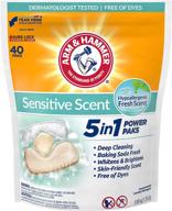 arm & hammer sensitive scent 5-in-1 laundry detergent power paks, 40 count: gentle yet powerful cleaning solution for delicate clothes logo