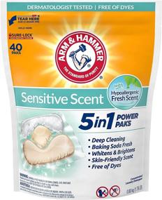 img 4 attached to Arm & Hammer Sensitive Scent 5-in-1 Laundry Detergent Power Paks, 40 count: Gentle yet Powerful Cleaning Solution for Delicate Clothes