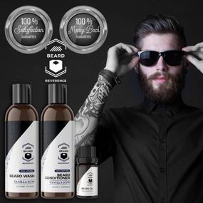 img 1 attached to 🧔 All-Natural Beard Shampoo & Conditioner Set with Free Beard Oil - Promotes Beard Growth - Softens and Nourishes with Argan and Jojoba Oils - Vanilla Scent - 5oz each