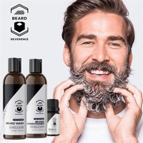 img 3 attached to 🧔 All-Natural Beard Shampoo & Conditioner Set with Free Beard Oil - Promotes Beard Growth - Softens and Nourishes with Argan and Jojoba Oils - Vanilla Scent - 5oz each