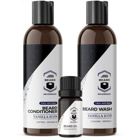 img 4 attached to 🧔 All-Natural Beard Shampoo & Conditioner Set with Free Beard Oil - Promotes Beard Growth - Softens and Nourishes with Argan and Jojoba Oils - Vanilla Scent - 5oz each