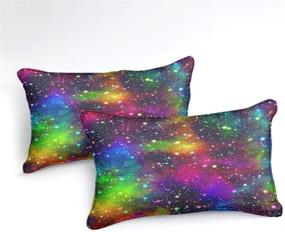 img 1 attached to 🌈 Colorful Rainbow Galaxy Bedding Set - Twin Size Duvet Cover and Pillowcase for Boys and Girls, Featuring Colorful Stars and Space Designs