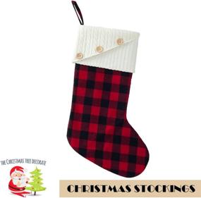 img 3 attached to 🎅 EDLDECCO 20 Inches Christmas Stocking: Buffalo Check Pattern with Knitted Cuff - Festive Red and Black Plaid Home Xmas Tree Mantel Holiday Decor