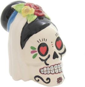 img 2 attached to 💀 Ceramic Salt and Pepper Shakers: Day of the Dead Bride and Groom Skulls