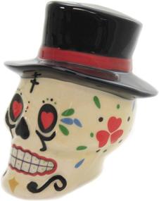 img 1 attached to 💀 Ceramic Salt and Pepper Shakers: Day of the Dead Bride and Groom Skulls