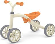 chillafish quadie stable 4-wheel grow-with-me ride-on: adjustable seat, cookie storage, non-marking wheels - grey logo