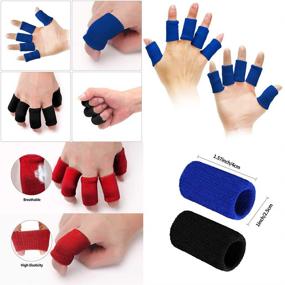 img 3 attached to 🖐️ ELANE 40 PCS Finger Sleeves: Compression Protectors for Pain Relief, Arthritis, Trigger Finger - Thumb Brace Support in Black, Blue, Red, and Beige