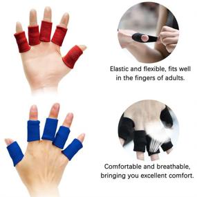 img 1 attached to 🖐️ ELANE 40 PCS Finger Sleeves: Compression Protectors for Pain Relief, Arthritis, Trigger Finger - Thumb Brace Support in Black, Blue, Red, and Beige