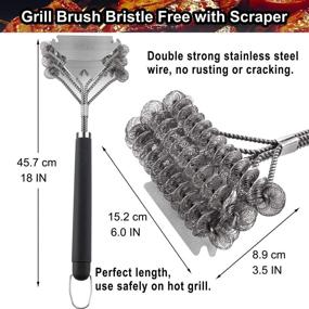 img 3 attached to 🔥 GRILLJOY 18inch Bristle Free Grill Cleaning Brush - Ultimate BBQ Accessories Gift for Christmas - Safe and Efficient BBQ Cleaning Brush with Extra Wide Scraper - Ideal for Gas/Charcoal/Porcelain Grills