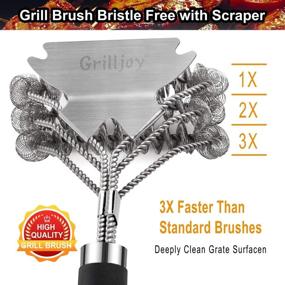 img 1 attached to 🔥 GRILLJOY 18inch Bristle Free Grill Cleaning Brush - Ultimate BBQ Accessories Gift for Christmas - Safe and Efficient BBQ Cleaning Brush with Extra Wide Scraper - Ideal for Gas/Charcoal/Porcelain Grills