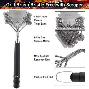 img 2 attached to 🔥 GRILLJOY 18inch Bristle Free Grill Cleaning Brush - Ultimate BBQ Accessories Gift for Christmas - Safe and Efficient BBQ Cleaning Brush with Extra Wide Scraper - Ideal for Gas/Charcoal/Porcelain Grills