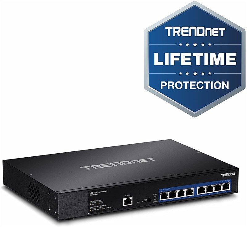 TRENDnet 8-Port 10G Switch, 8 x 10G RJ-45 Ports, 160Gbps Switching Capacity  Rack mountable, 10 Gigabit Network Connections, Lifetime Protection