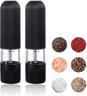 convenient one-handed electric pepper grinder with adjustable coarseness - battery powered and led light - 2 pack logo